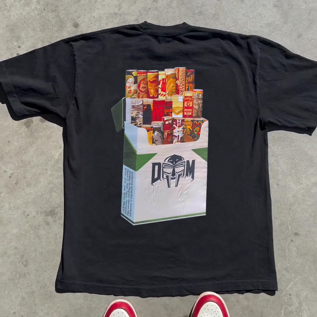 Vintage Mf Doom Cigarette Graphics Printed Cotton T-Shirt - SOPULA