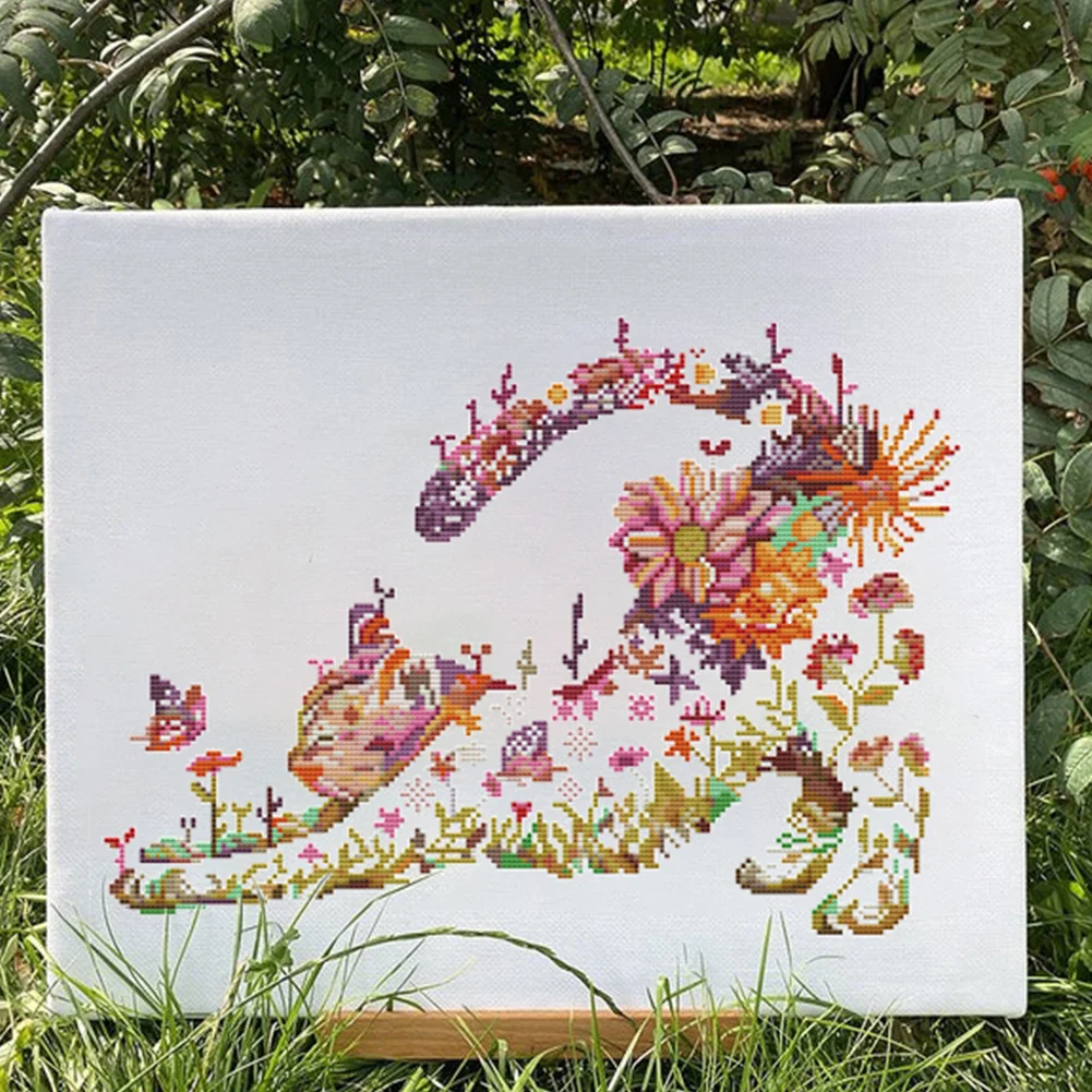 11ct Stamped Cross Stitch - Flower Cat(46*46cm)