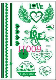 Sdrawing new 1 pc Glow in the Dark Luminous Flash Tattoo Sticker skeleton gold metal Waterproof Tattoo fluorescent noctilucent night