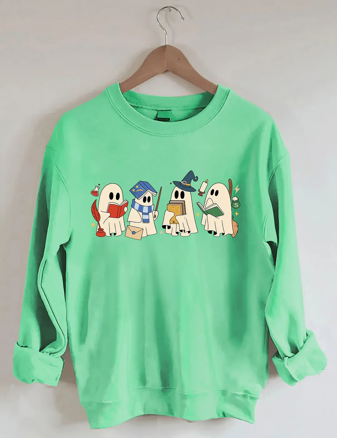 Halloween Ghosts Reading Book Sweatshirt
