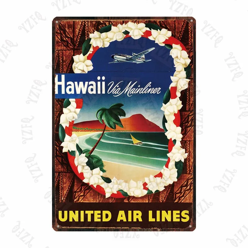 Athvotar Vintage Poster Surfing Beach Metal Sign Travel Souvenir Retro Wall Bar Art Home Cinema Decor Cuadros DU-5391A