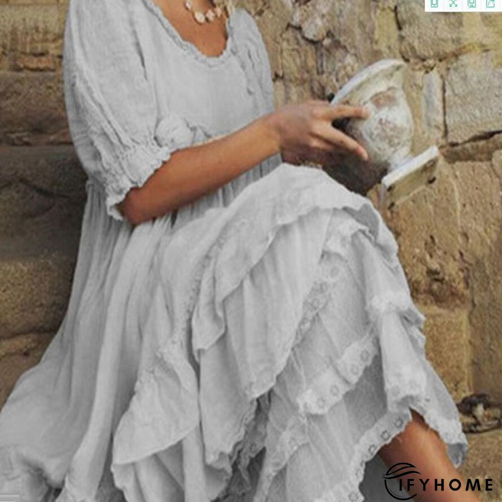 Vintage Striped Long Sleeve V Neck Casual Weaving Dress | IFYHOME