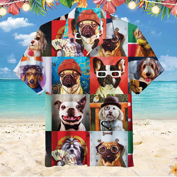 Animal Dog Cute Collage Art | Hawaiian Shirt