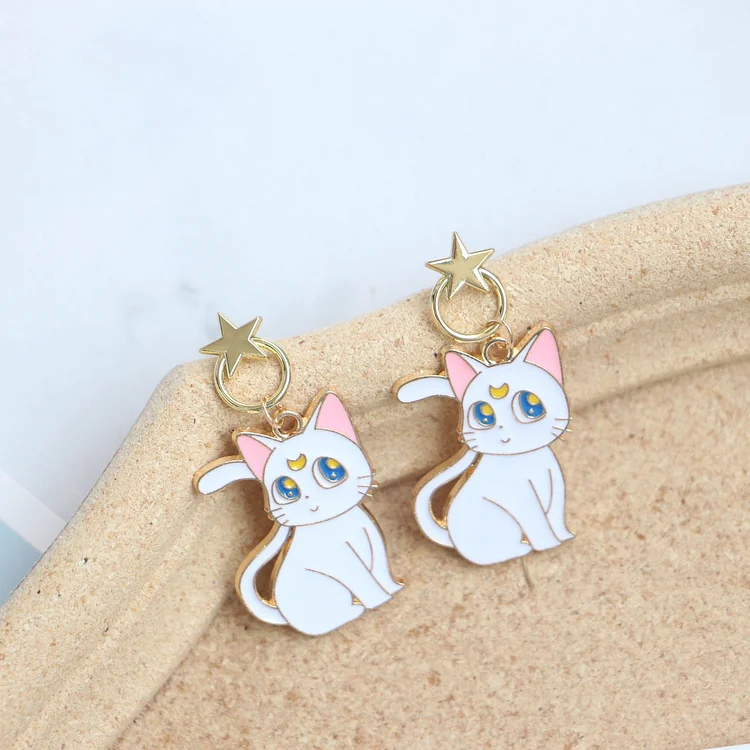 Kawaii Star Moon Cat Earrings