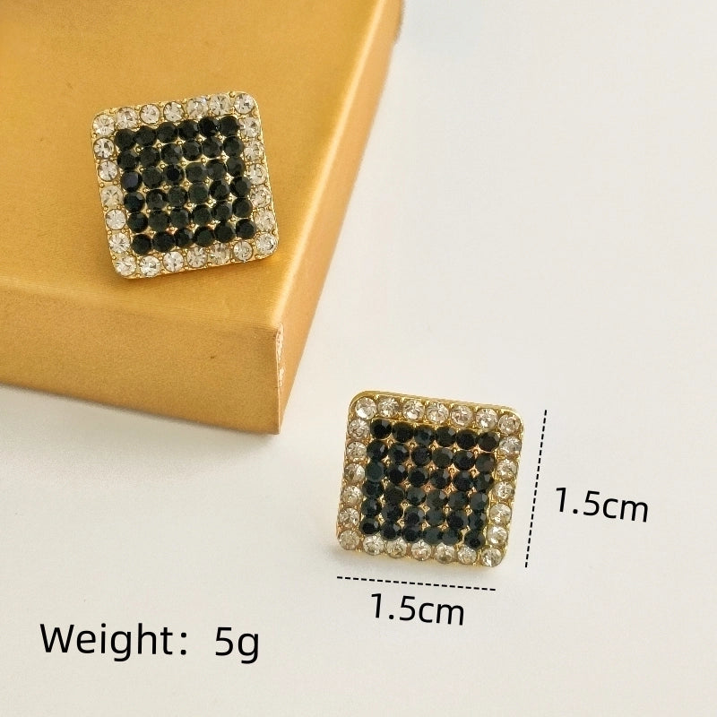 1 Pair Elegant Streetwear Commute Square Inlay Alloy Artificial Pearls Rhinestones Gold Plated Ear Studs
