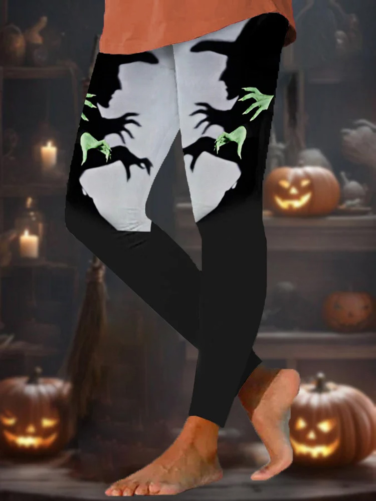 Comstylish Women's Halloween Witch Shadow Print Leggings