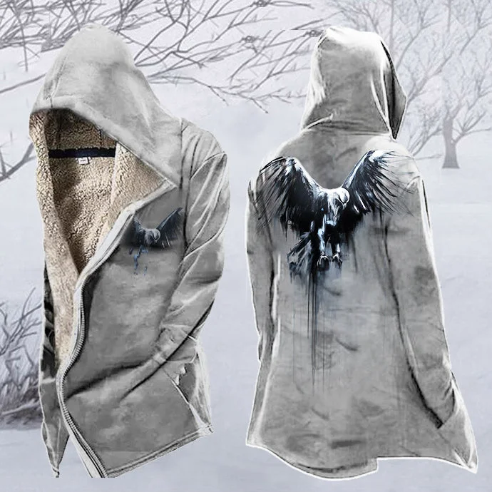 Mens Vintage Legendary Print Tactical Hooded Fleece Jacket