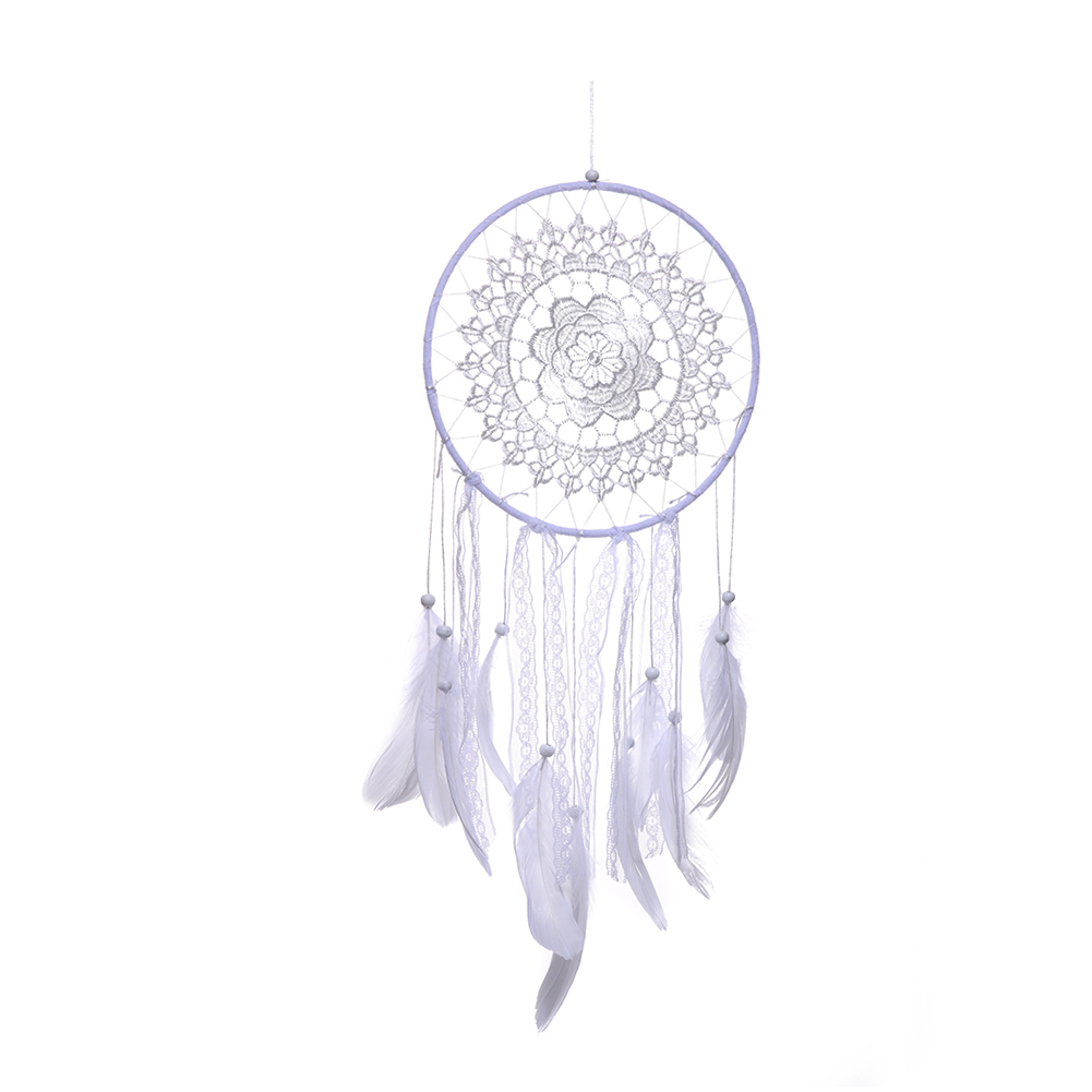 

White Fringed Lace Dream Catcher Feather Car Wall Hanging Decoration Craft, 501 Original