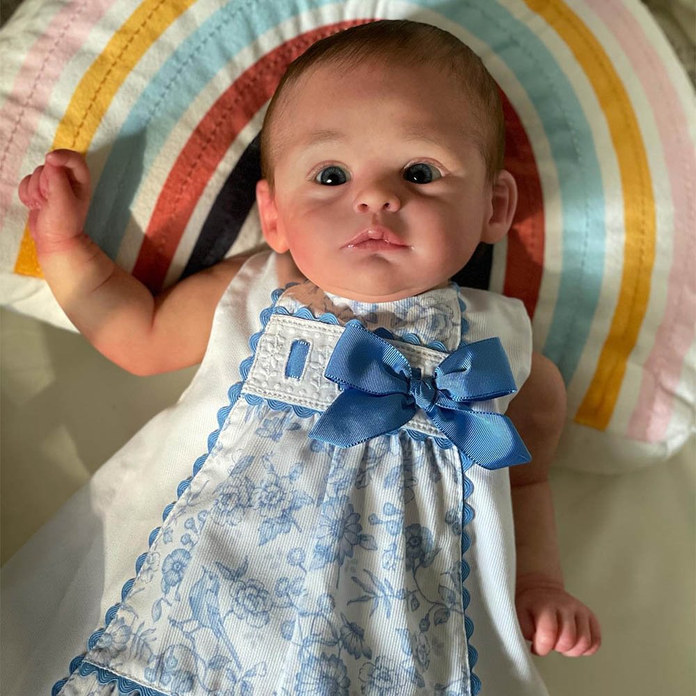 [New Series]17'' Real Lifelike Cloth Body Opened Eyes Reborn Newborn Baby Doll Girl Named Gumaya