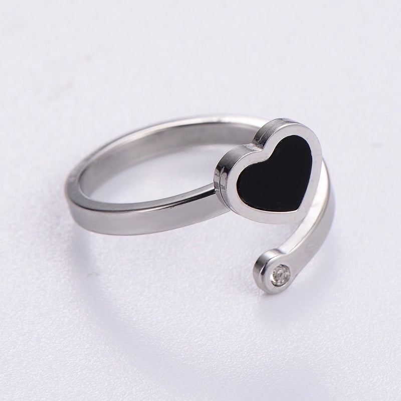 Elegant Romantic Heart Shape 304 Stainless Steel Acrylic 18K Gold Plated Rose Gold Plated Plating Inlay Rings