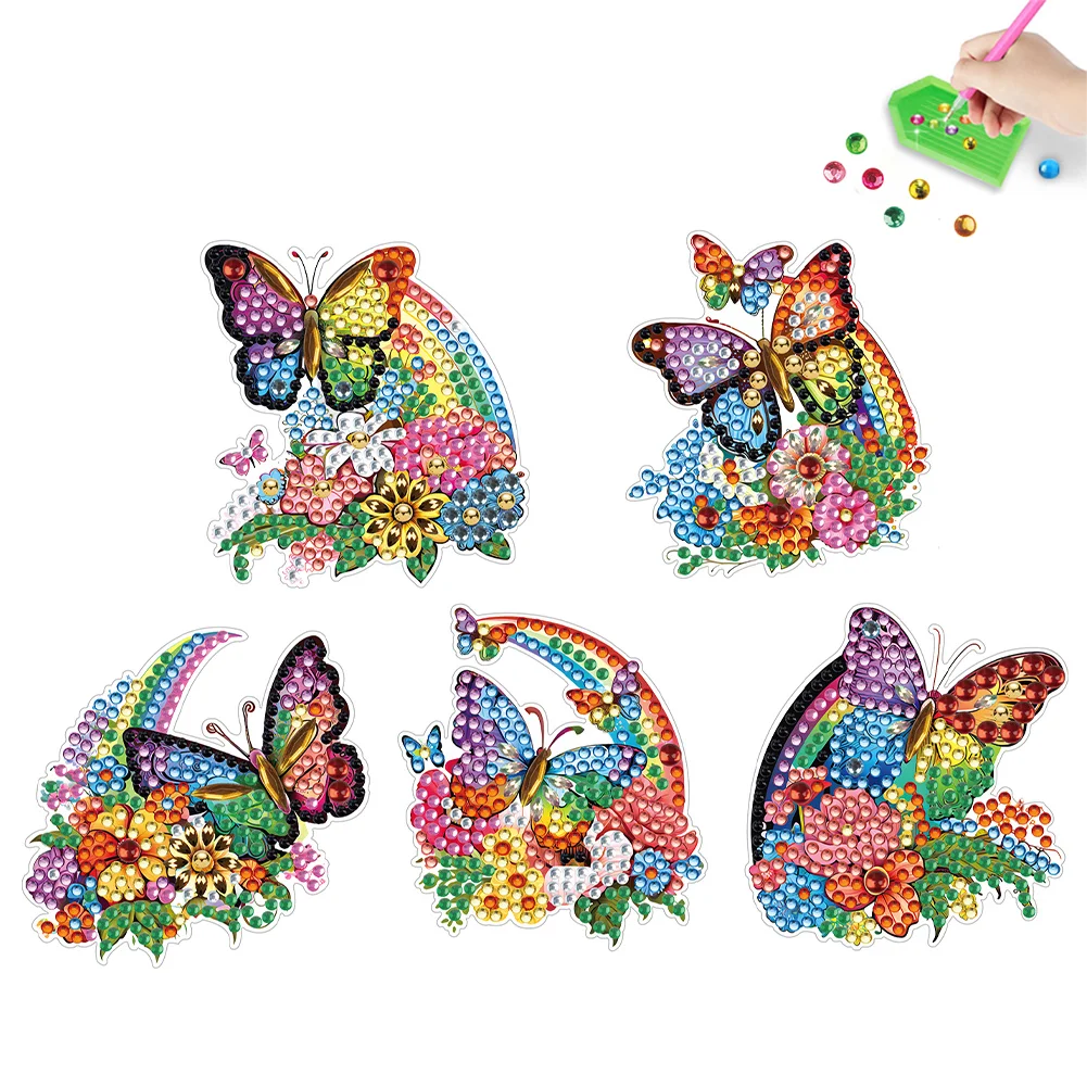5PCS Garden Butterfly Diamond Mosaic Magnets Refrigerator for Adults Kids