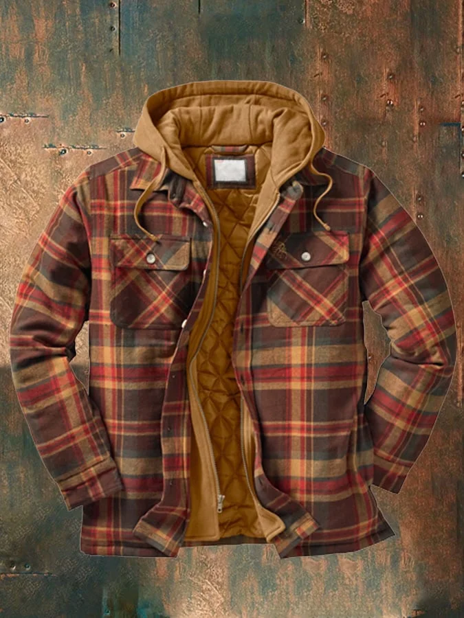 Men'S Plaid Hooded Flannel Shirt Jacket