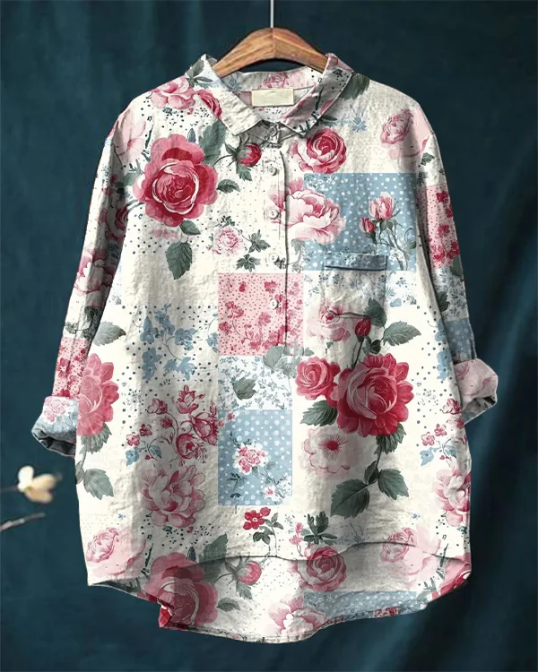 Retro Art Long-sleeved Cotton and Linen Shirt