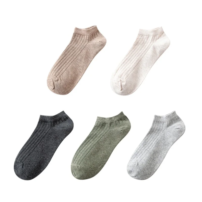 5 Pairs Women Simple Solid Cotton Casual Striped Short Socks for Ladies Breathable Comfortable Soft Trendy Japanese Korea Sox