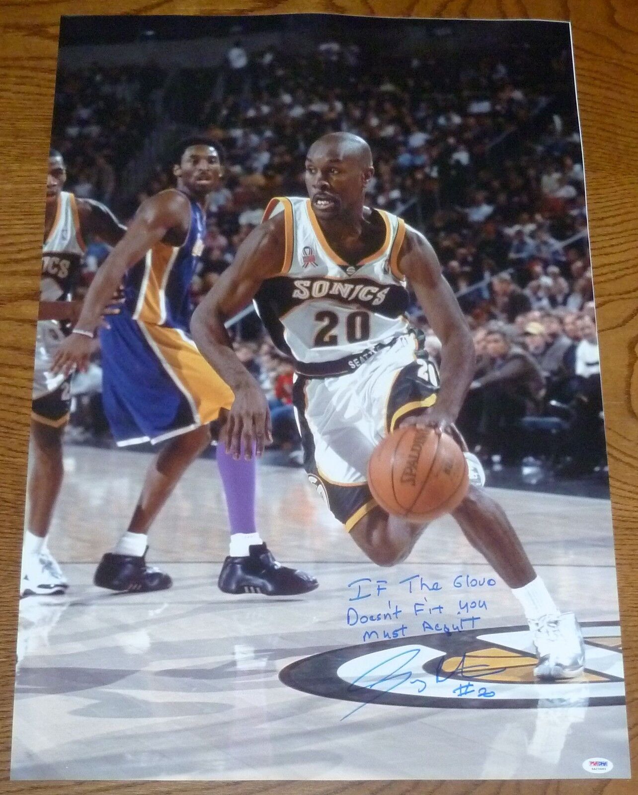 Gary Payton Signed 20x30 Photo Poster painting PSA/DNA If the Glove Doesn't Fit You Must Acquit