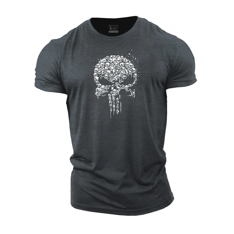 Cotton Skull Graphic Fitness T-shirts tacday