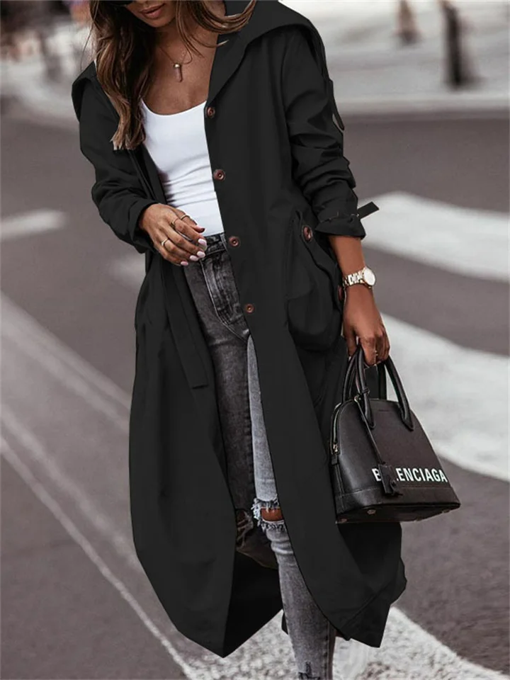 Autumn and Winter New Temperament Niche Personality Casual Large Lapel Medium-length Trench Coat Jacket Women's-Cosfine