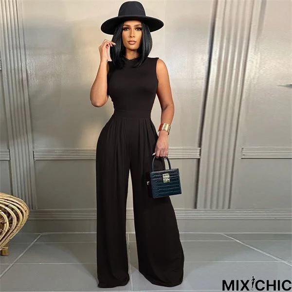 Two Piece Sleeveless Tops & Wide Leg Pants