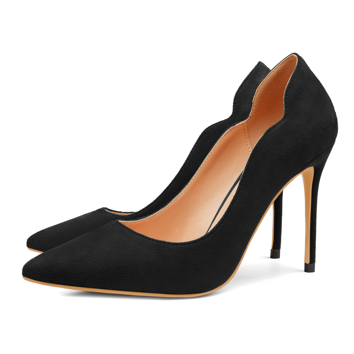 10CM/4 inch Women's High Heels for Party Wedding V-Shaped Suede Pumps