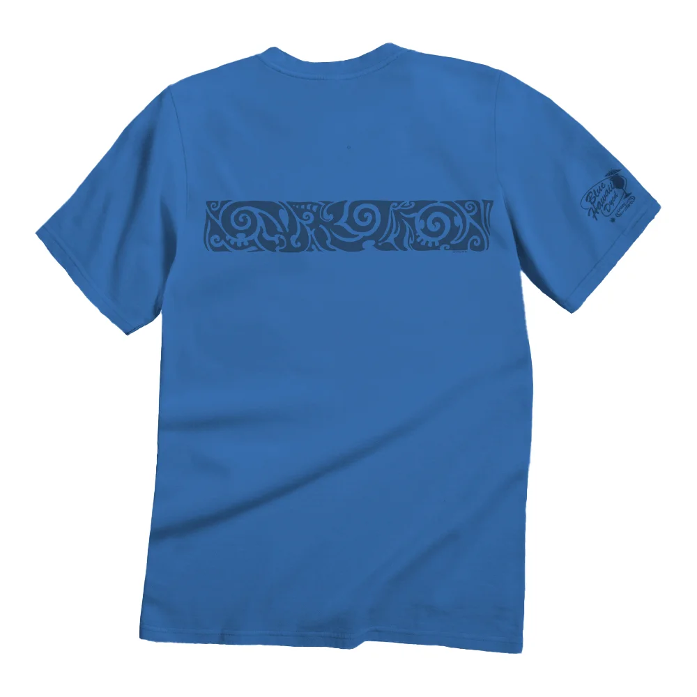  Vibrant Blue T-Shirt with Intricate Tribal Design for Casual Wear