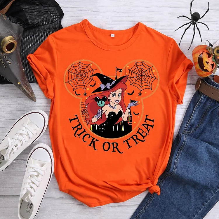 Trick or Treat Round Neck T-shirt-0018589