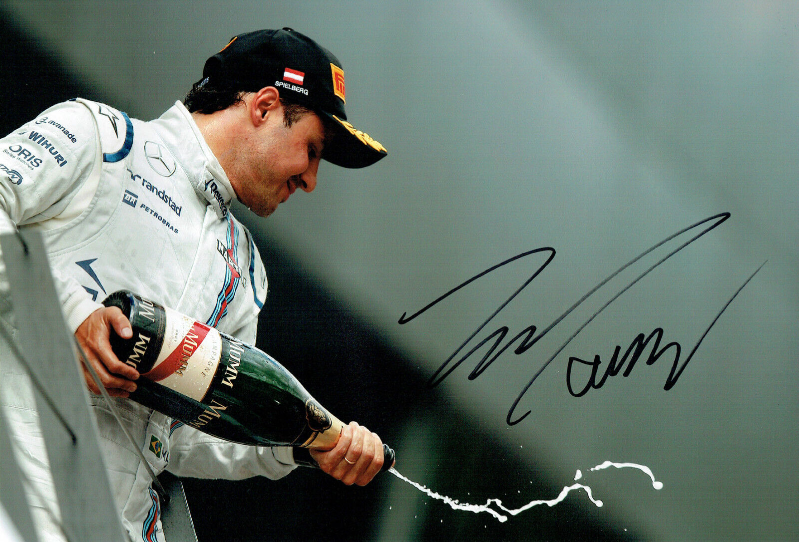 Felipe MASSA Signed Autograph Podium Photo Poster painting Williams Autograph AFTAL COA Austria