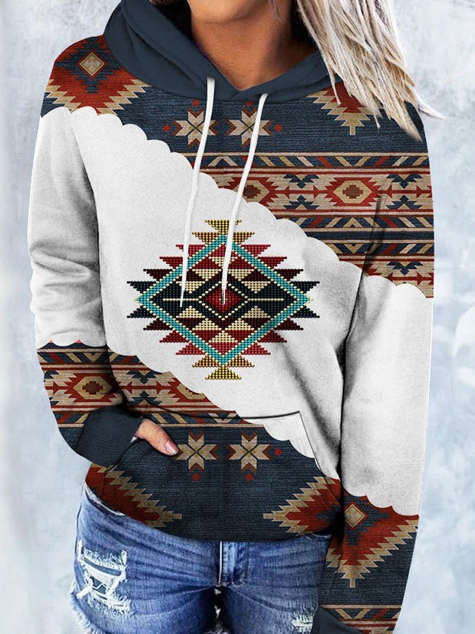 Vintage-Print Long-Sleeve Hoodie