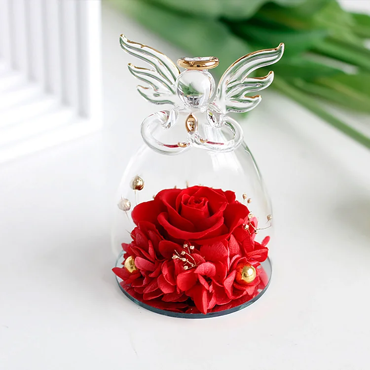 Angel Glass Cover DIY Valentine's Day Gift Rose Everlasting Flower