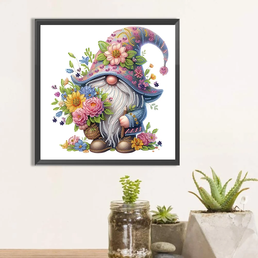 Diamond Painting - Partial Special Shaped Drill - Flower Gnome(Canvas|30*30cm)