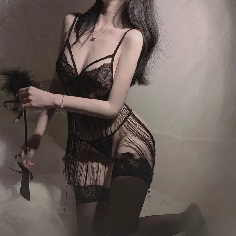 Churchf Sex Lingerie Sexy Transparent Passion Blood Drop-Down Uniform Hot Pure Net Suit Lace Lace Hollow Perspective
