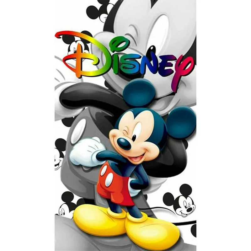 Glass painted Mickey Mouse (velvet cloth) AB drill full round/square