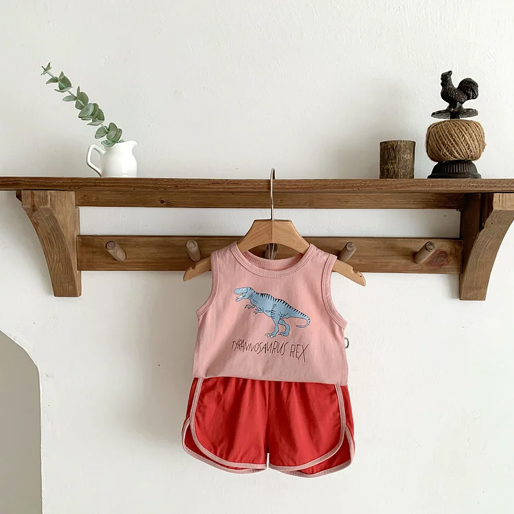 Baby Toddler Boy/Girl Dinosaur Print Sleeveless Tank and Shorts Set