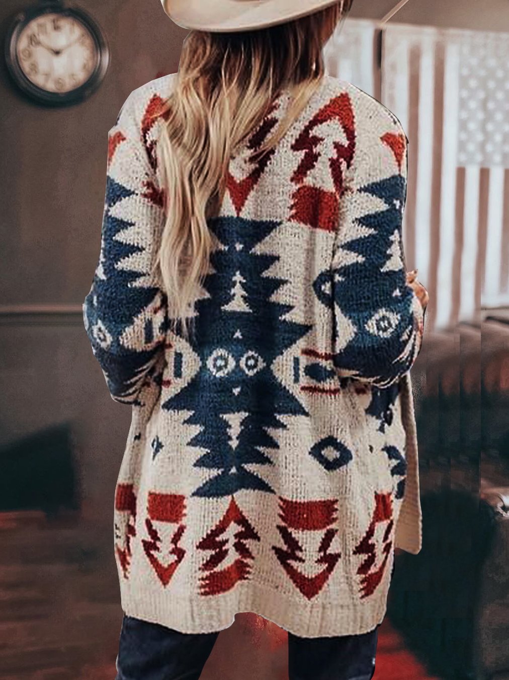 Women's Vintage Tribal Knitted Sweater Cardigan