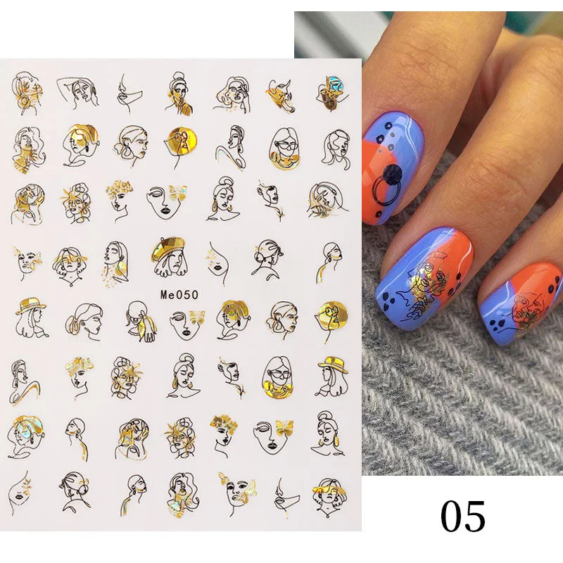 1 Pc White Gold Laser Leaves 3D Nail Stickers Leaf Cute Spring Sliders for Nails Flowers Adhesive Sticker Nail Art Design Decal-Nail Inspo