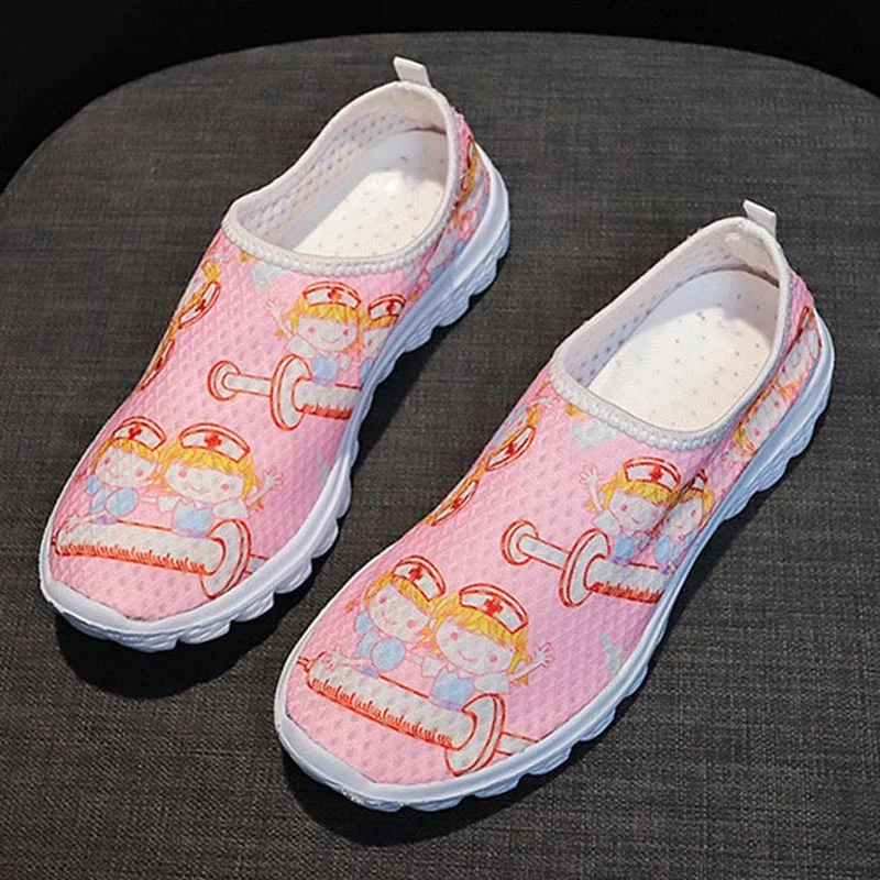 Fashion Women Flats Shoes Slip On Women Shoes Sneakers Platform Loafers Flats Shoes Women Mesh Cartoon New Female Shoe Moccasins