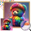 (40*40cm)DIY Round Partial AB Drill Diamond Painting - Colourful Bear