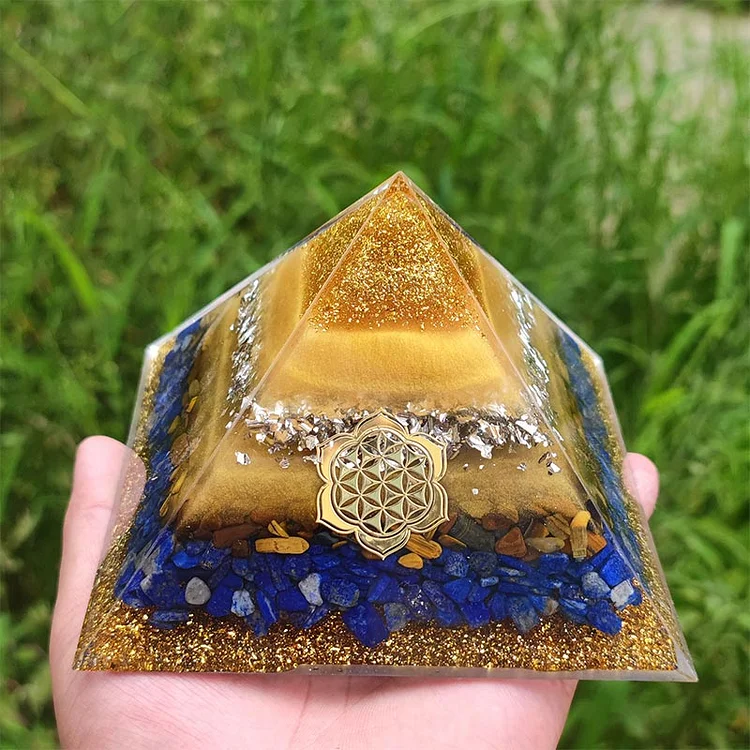 Lapis Lazuli Tiger Eye Orgone Pyramid
