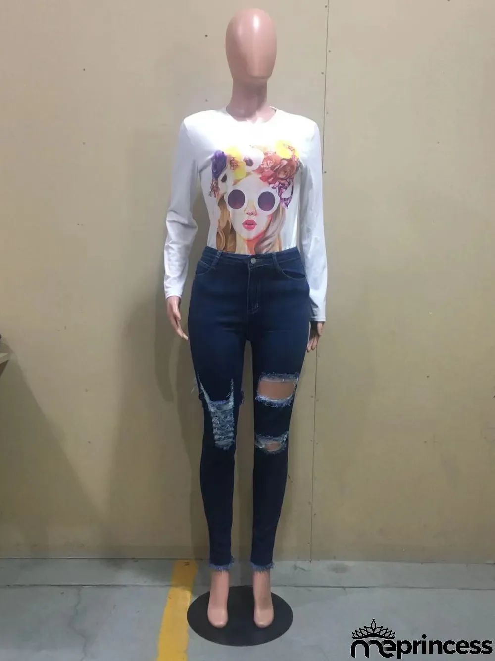 Fall Sexy Slim Hih Waist Ripped Jeans