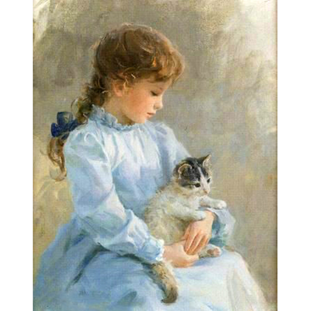 

30*40CM - Round Drill Diamond Painting - Girl, 501 Original