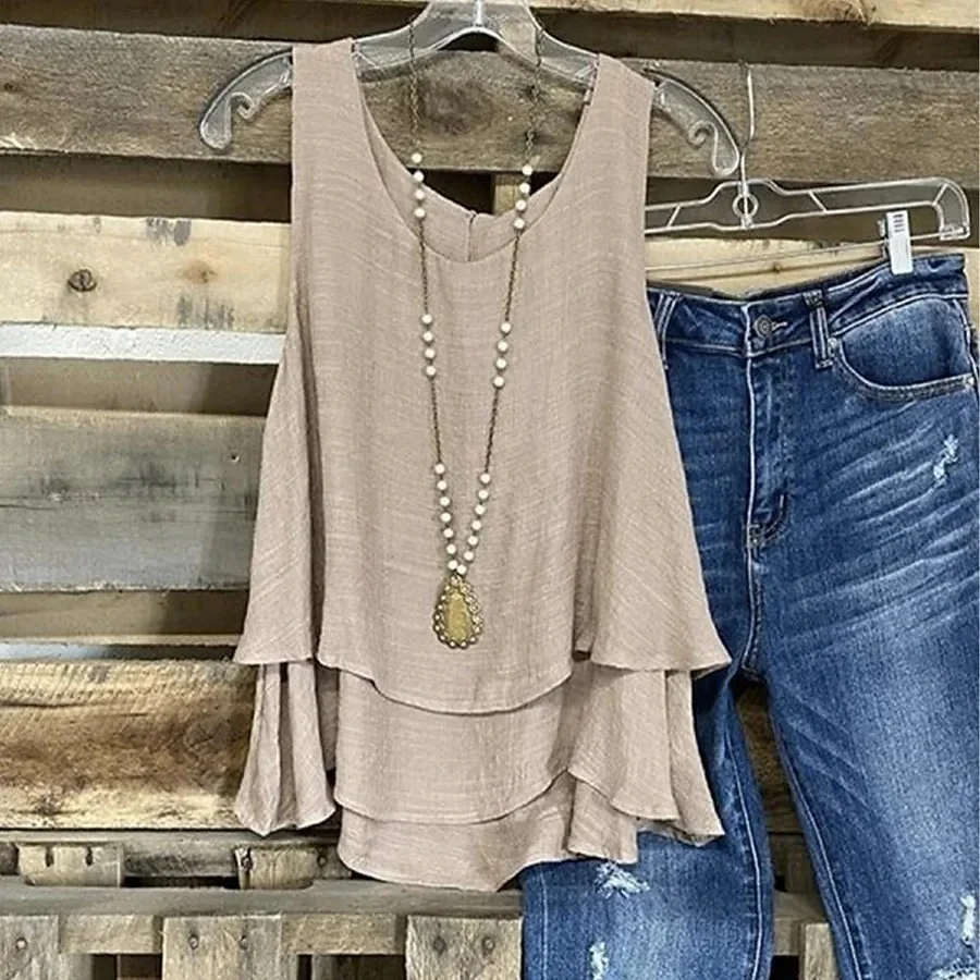 Women's Solid Color Sleeveless Casual Tank Top