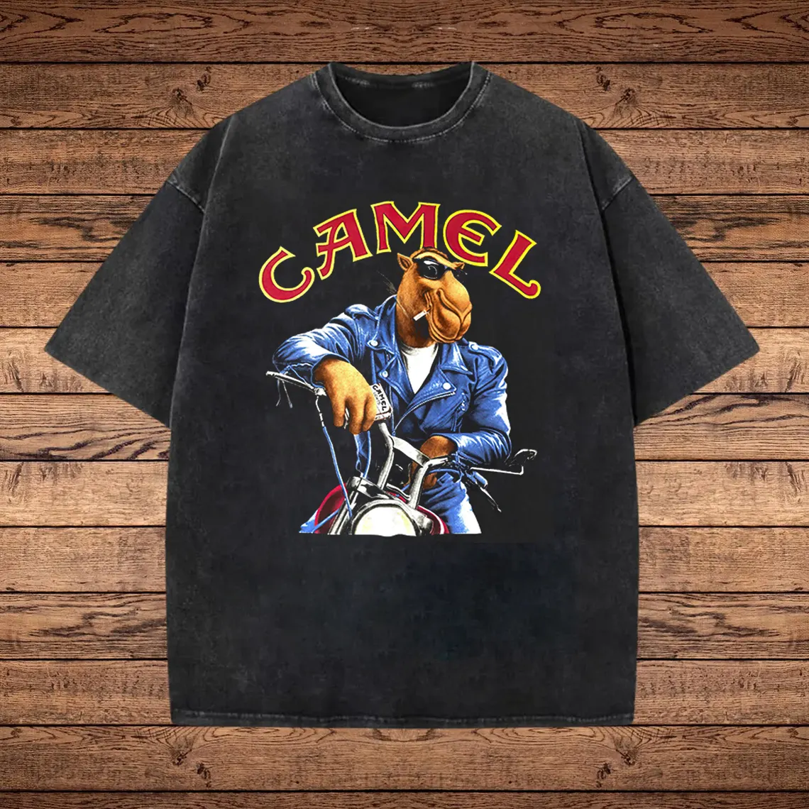 Cool Motorcycle Rider Graphic Washed T-shirt