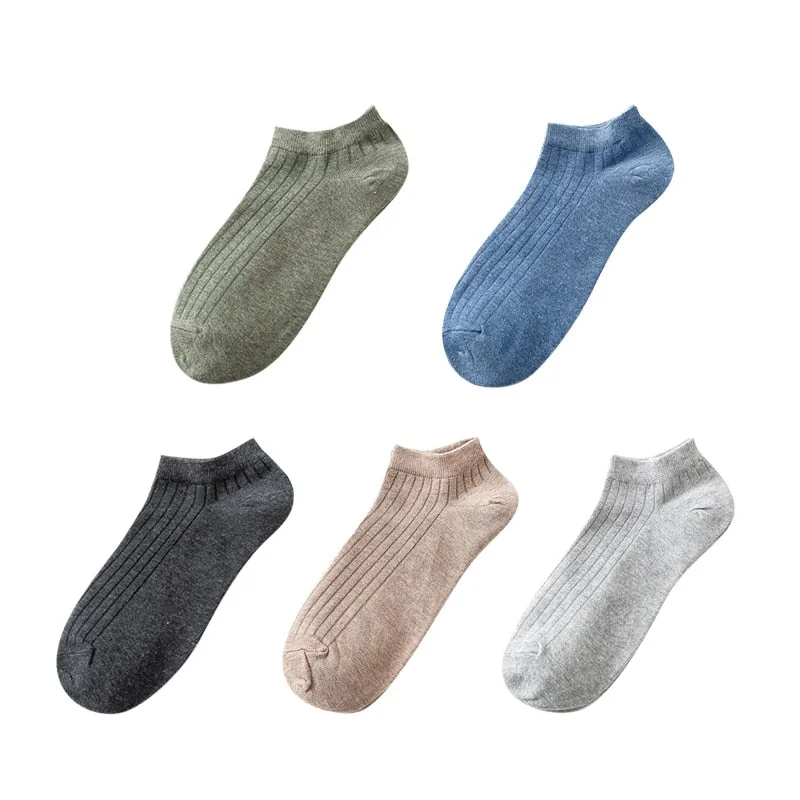 5 Pairs Women Simple Solid Cotton Casual Striped Short Socks for Ladies Breathable Comfortable Soft Trendy Japanese Korea Sox