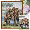 >SALE<Full Embroidery Eco-cotton Thread 11CT Printed Elephants Cross Stitch 50x65cm