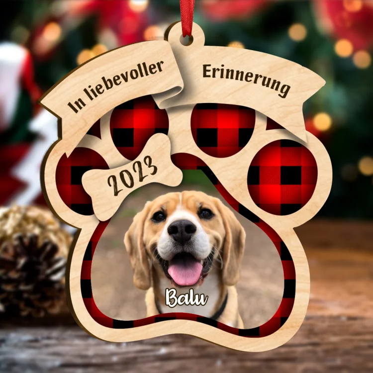 Kettenmachen Holz Andenken Weihnachtsornament-Personalisiertes Foto & Name & Jahr Haustier Hundepfote Ornament-In liebevoller Erinnerung