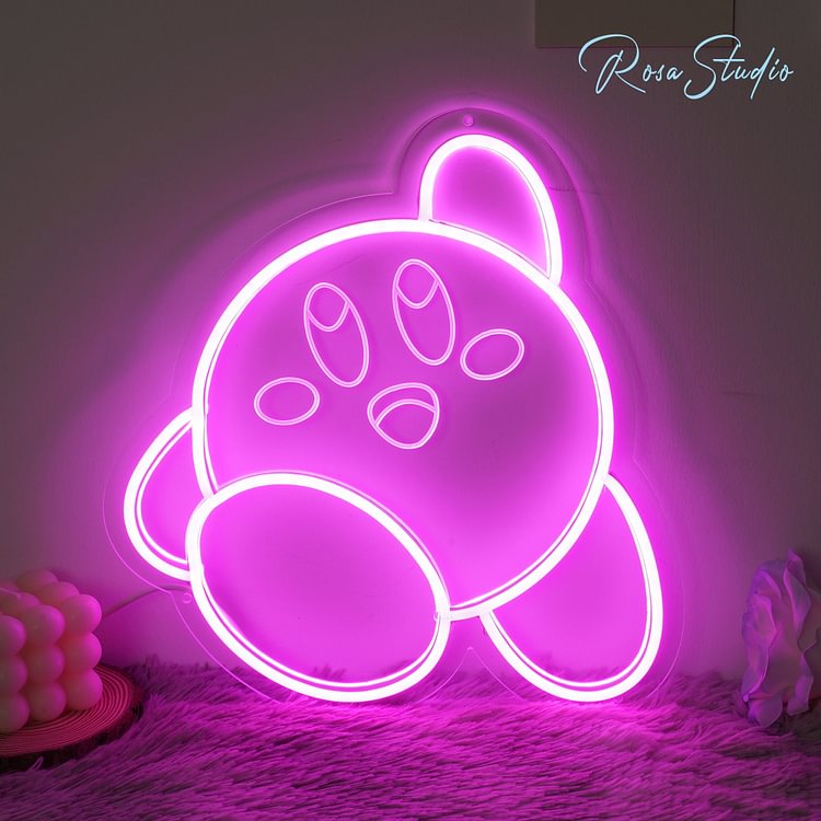 Kirby Sign , Neon like  LED Anime Neon Sign, Gaming Wall Night Light, Edge Lit LED, Fan Art Home Room Wall Decoration