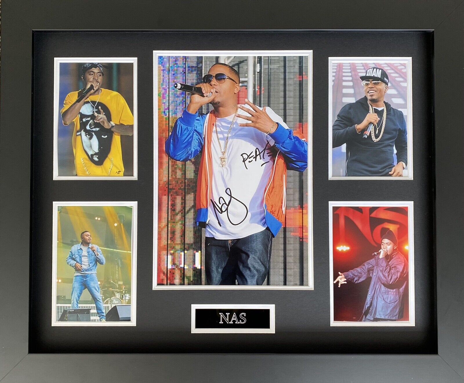 Nas Genuine Hand Signed Photo Poster painting In 20x16 Frame Display