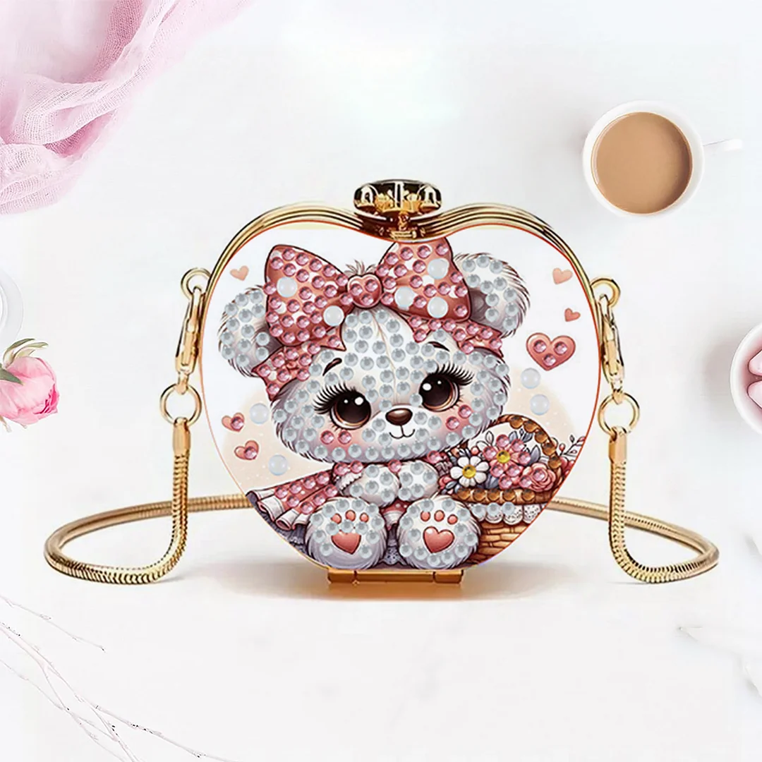 Bear DIY Acrylic Love Art Diamond Painting Coin Purse with Chain for Women Girl