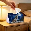 (24cm)Diamond Art Tissue Box Cover DIY PU Desktop Organizer Large(WOLF)