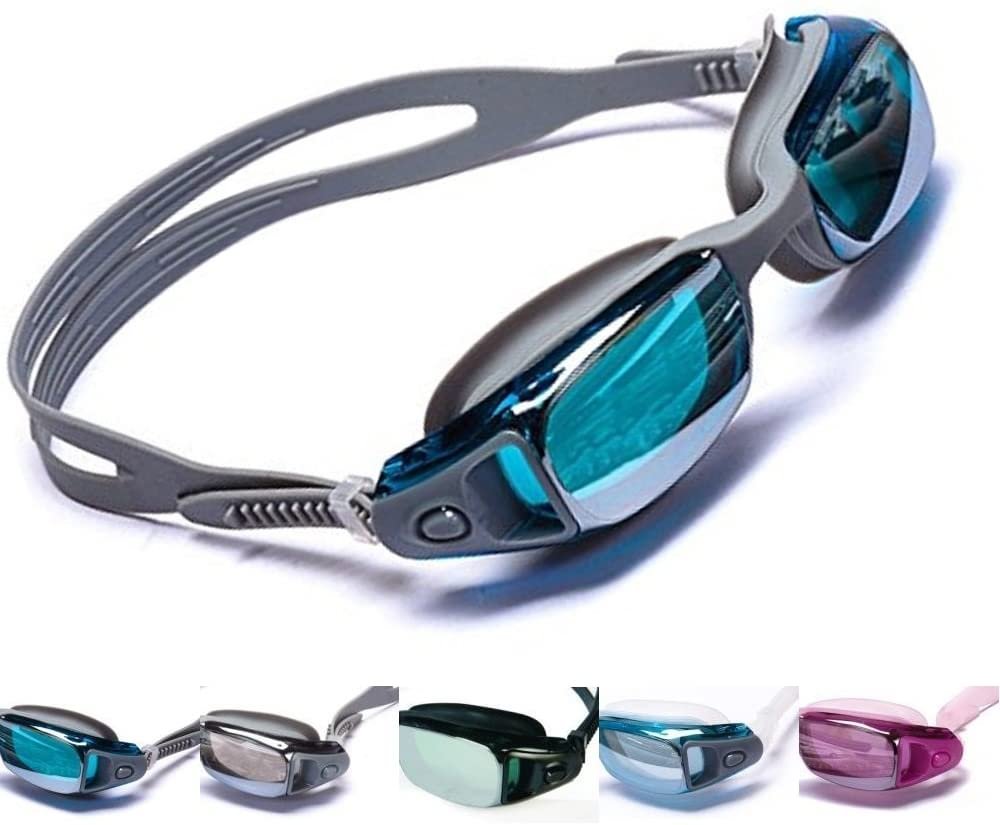 Mirrored Swim Goggles Soft and Comfortable - Anti-Fog UV Protection, Best Tinted Swimming Goggles with Case
