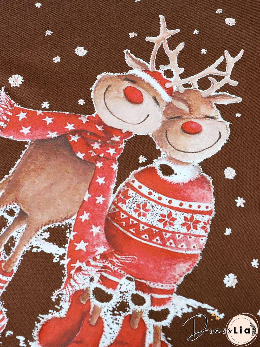 Christmas Cartoon Print Casual O-neck Loose Sweatshirt